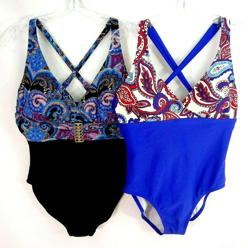 Lot of 2 Catalina M 8-10 One Piece Swimsuit Lined